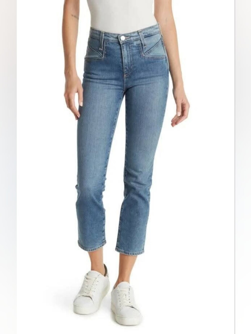 AG Adriano Goldschmied Seamed Isabelle High Rise Straight Crop Jeans